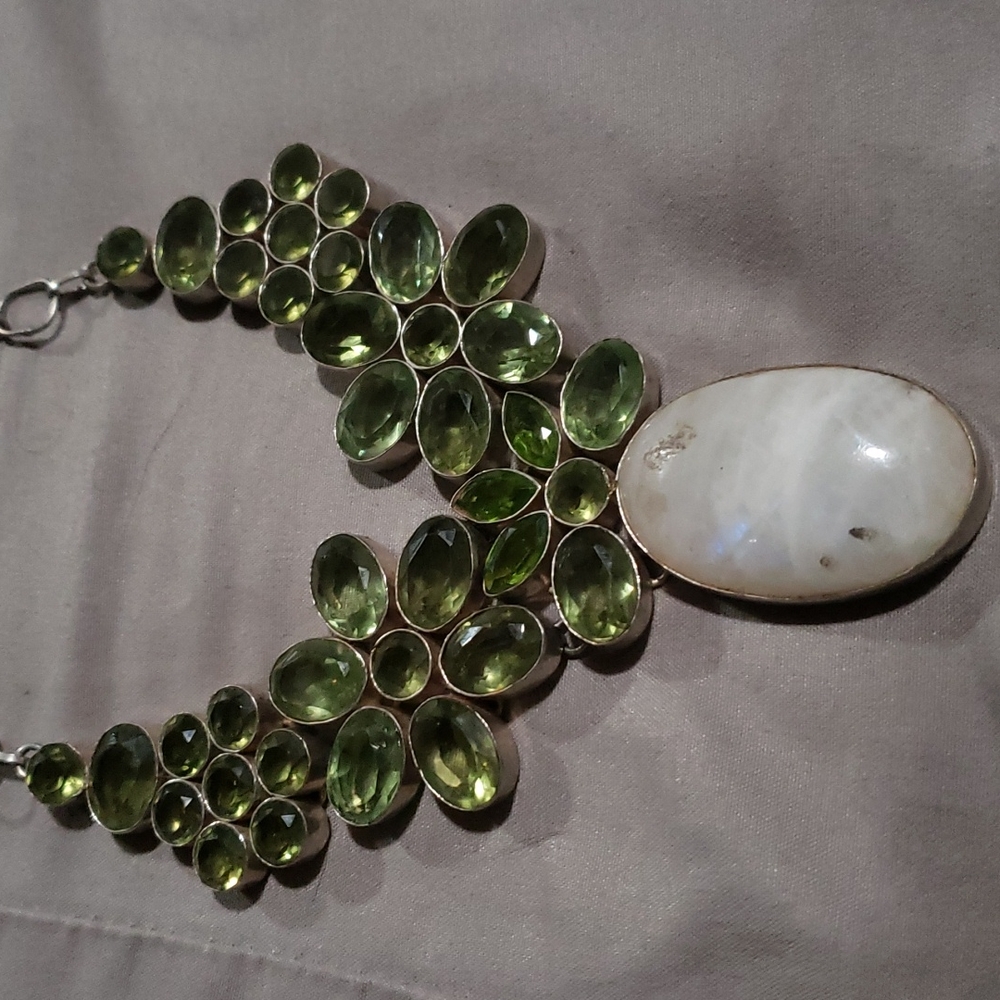 Peridot & Moonstone Sterling necklace